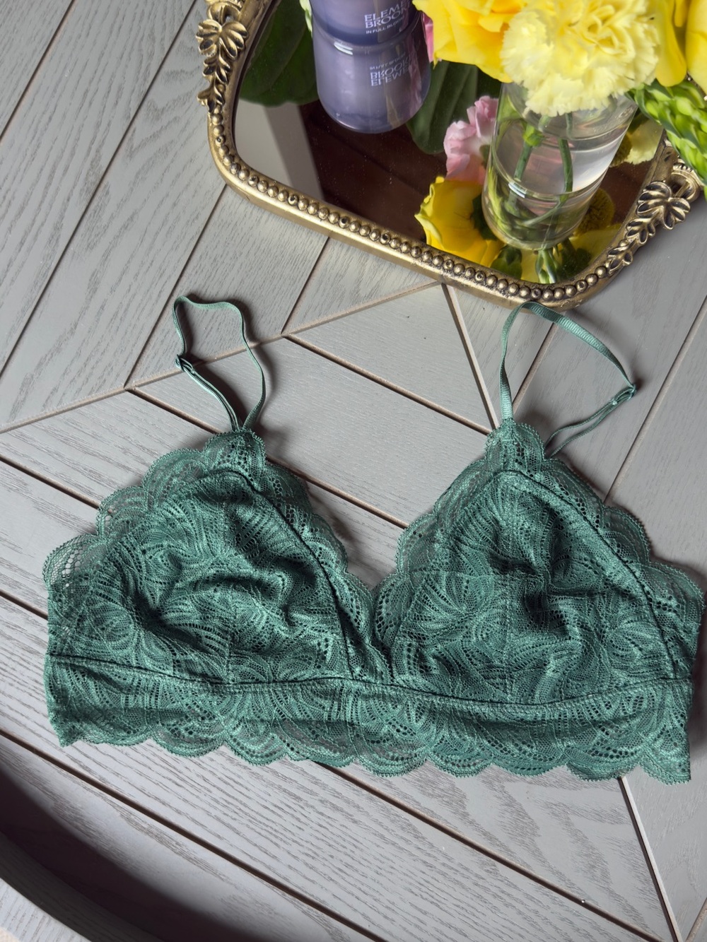 Aritzia Lace Bralette in Green - Women's Intimates